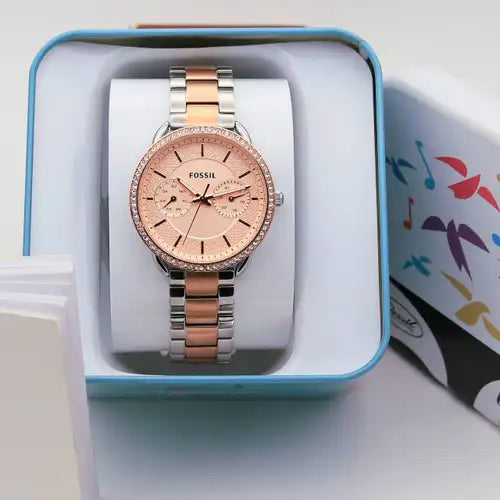 Fossil Silver Rose Gold Watch ( First Copy ) Main Image