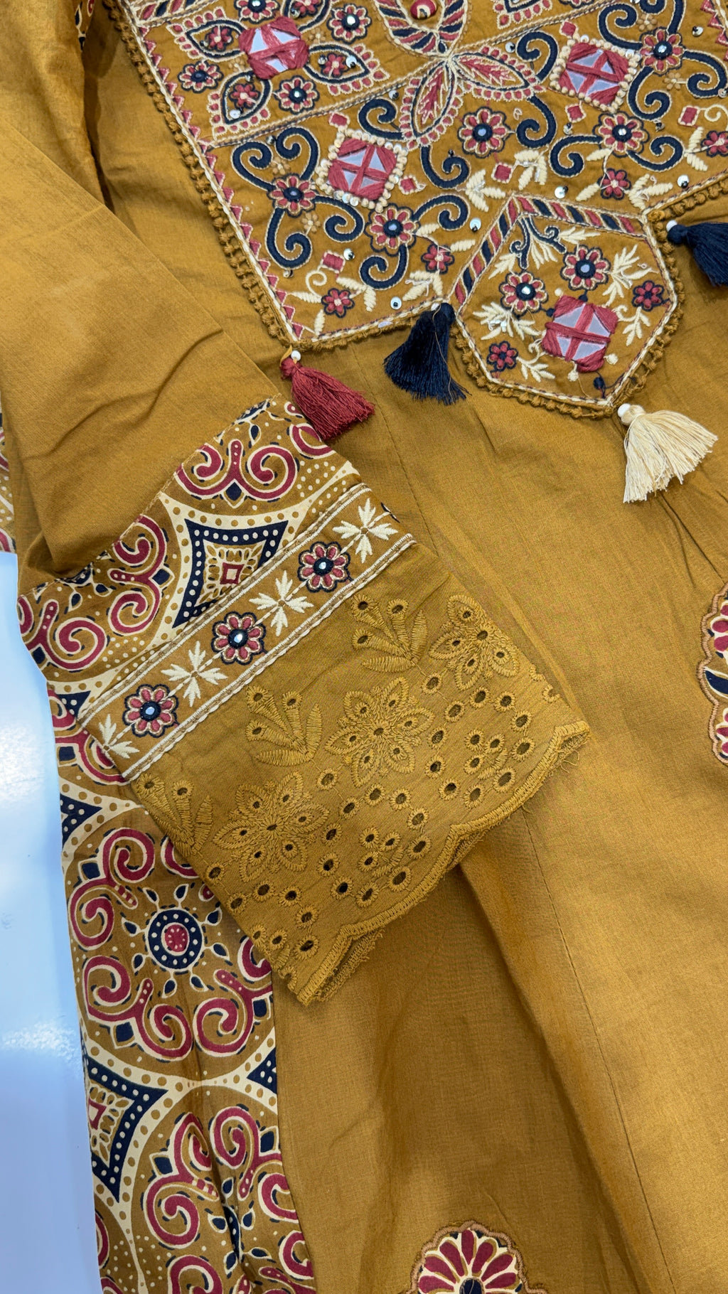 Pure Cotton Dark Mustard Frok Suit